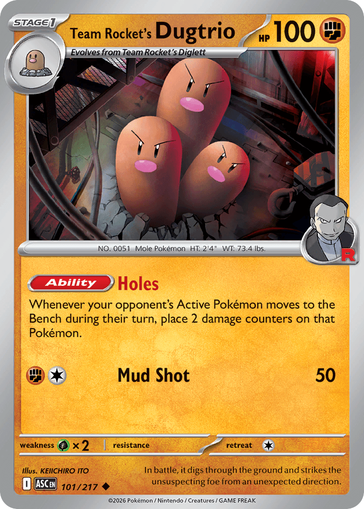 Team Rocket's Dugtrio - 101/295 - Ascended Heroes - Normal