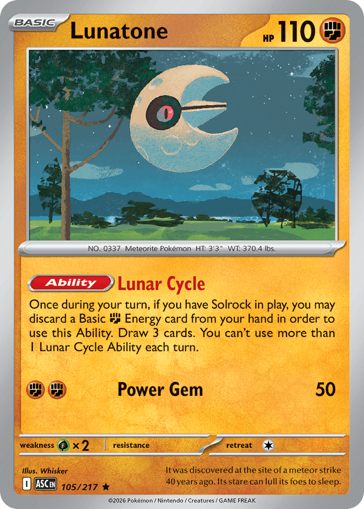 Lunatone - 105/295 - Ascended Heroes - Reverse Holofoil Dusk Ball
