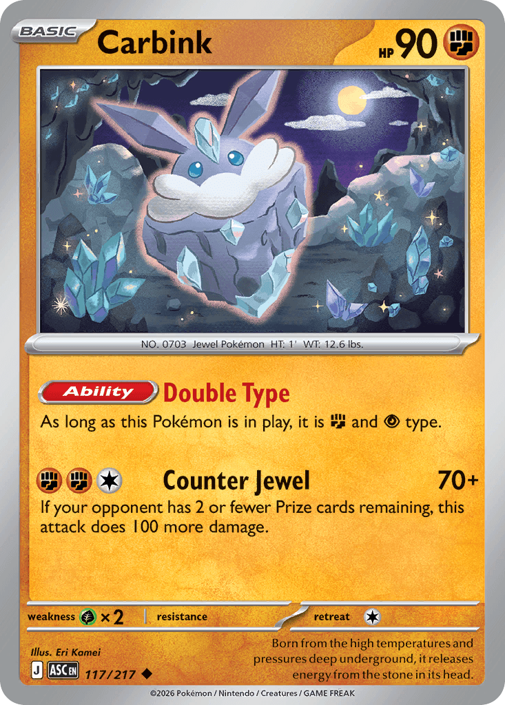 Carbink - 117/295 - Ascended Heroes - Reverse Holofoil Love Pattern