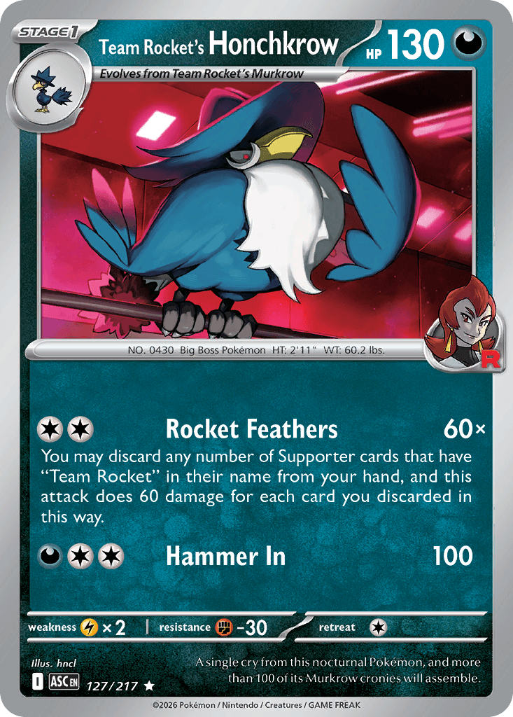 Team Rocket's Honchkrow - 127/295 - Ascended Heroes - Holofoil