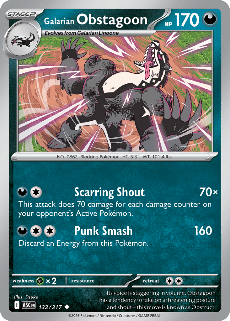 Galarian Obstagoon - 132/295 - Ascended Heroes - Normal