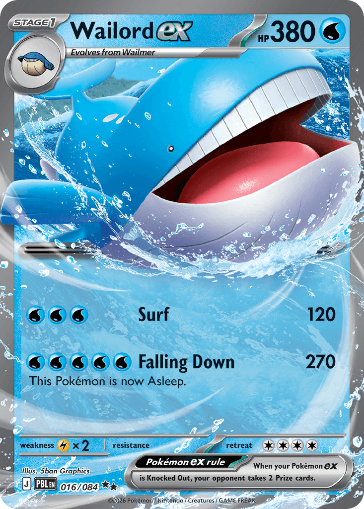 Wailord ex - 016/120 - Pitch Black - Holofoil