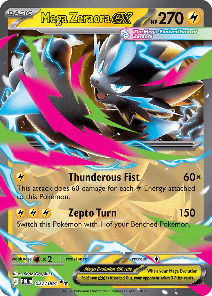 Mega Zeraora ex - 027/120 - Pitch Black - Holofoil